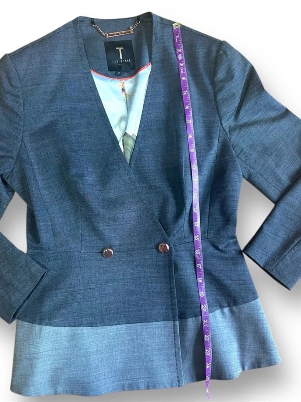 Ted Baker Women's Blazer Two Tone Gray Size 4 Business Casual